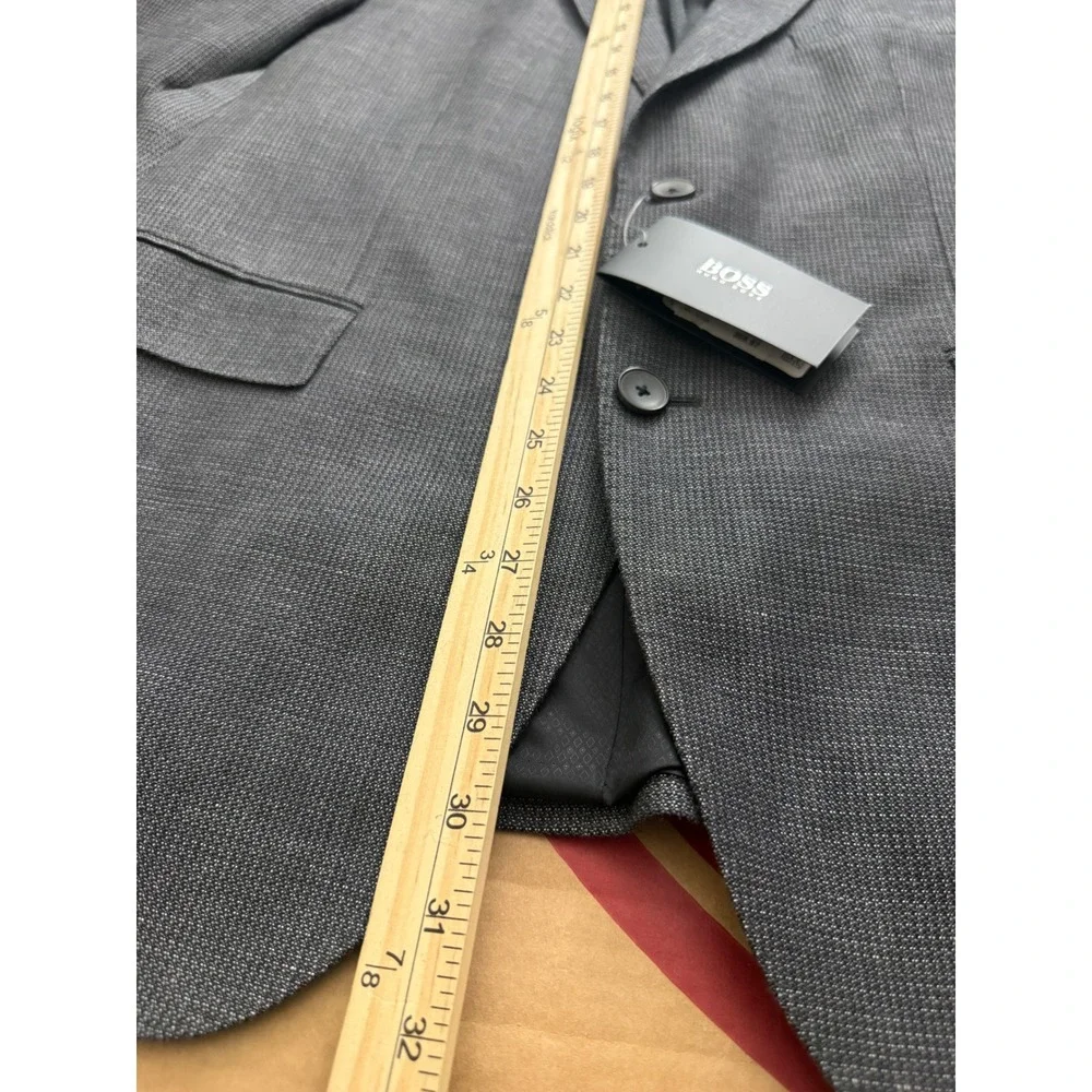 HUGO BOSS Grey Wool Linen Blazer Sport Coat 44R Lanificio Tesse  NWT 595$ qq04